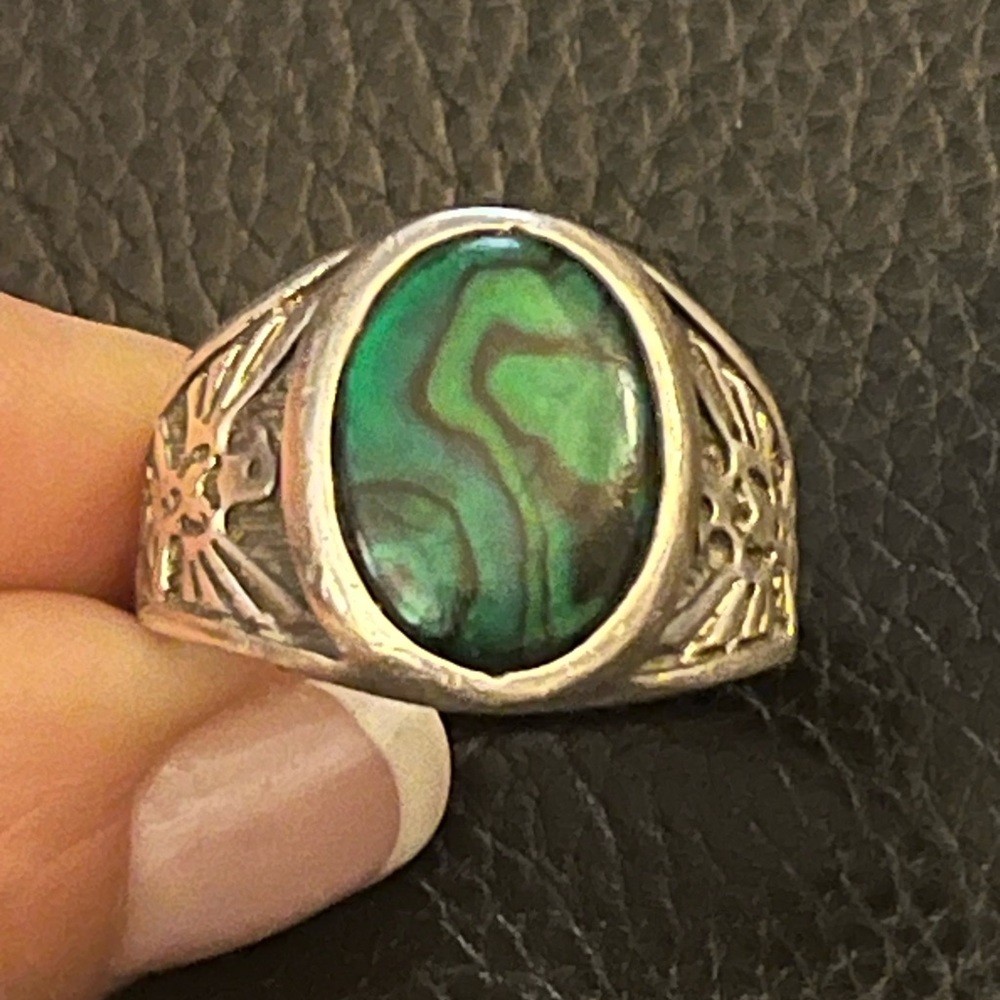 Native Eagle Magical Cabochon Abalone Sterling Si… - image 1